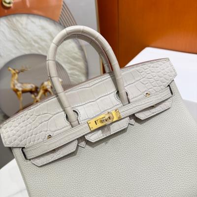 wholesale quality hermes birkin 25 beton matte alligator and togo touch